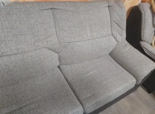 Sofá 3 y 2 plazas tela beige/gris.