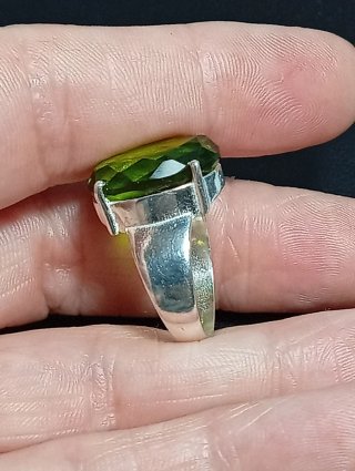 Anillo Plata Ley Piedra peridoto