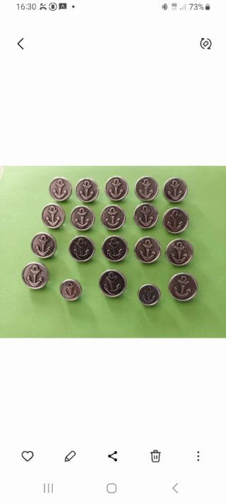 20 Botones Metálicos Ancla