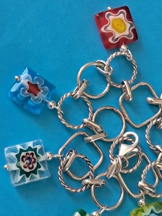 Pulsera Plata y Murano Multicolor