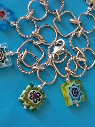Pulsera Plata y Murano Multicolor