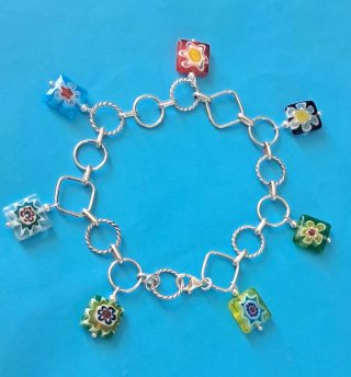 Pulsera Plata y Murano Multicolor