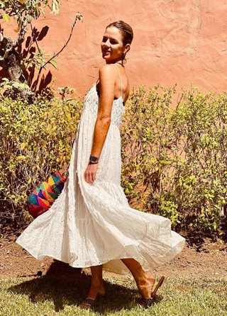 Vestido Zara blanco largo