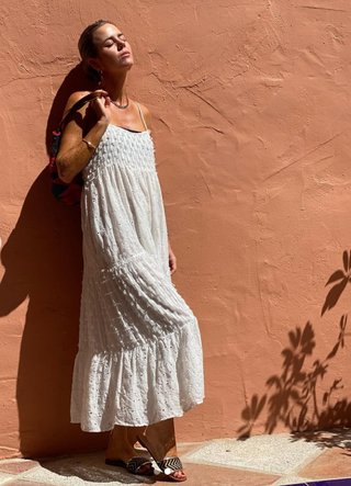 Vestido Zara blanco largo