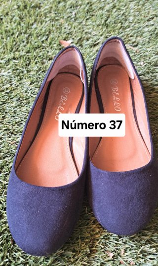 Bailarinas Azul Oscuro Talla 37 Ante