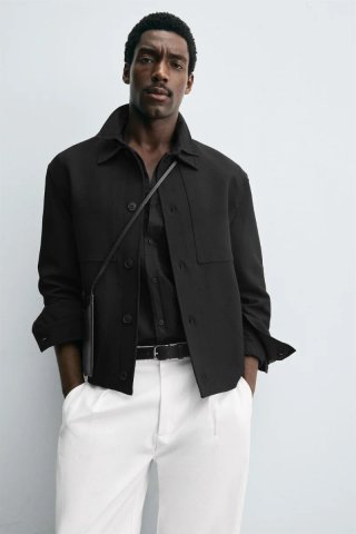 Sobrecamisa Zara Boxy Fit Negra Talla M