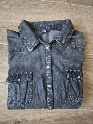 Camicia nera denim leggero