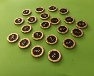 21 Botones Metálicos Dorados y Negros