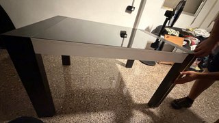 Mesa extensible cristal y madera