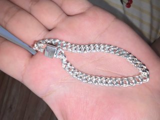 Pulsera de cadena cubana de pavé de pandora plata