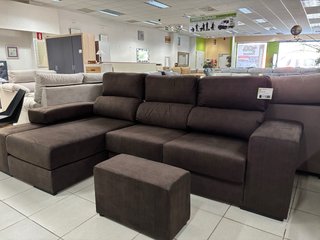 Sofá chesslong extraíble reclinable con puff