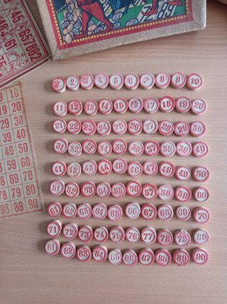Juego Lotería Bingo Antiguo Madera Años 30