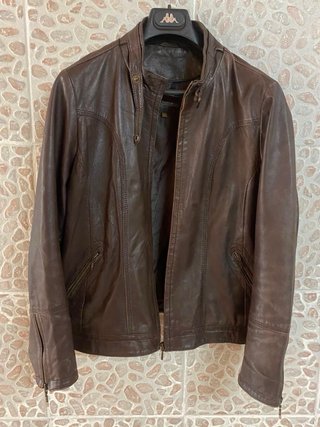 Giacca biker vintage 100% vera pelle di agnello