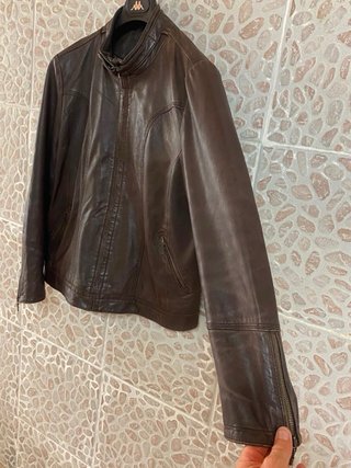 Giacca biker vintage 100% vera pelle di agnello