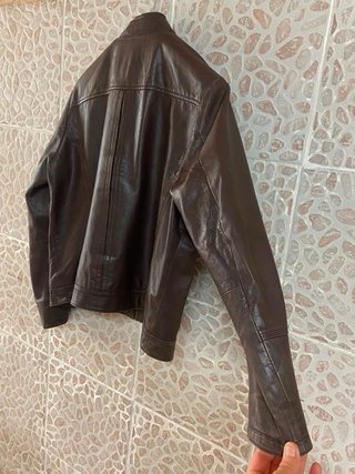Giacca biker vintage 100% vera pelle di agnello