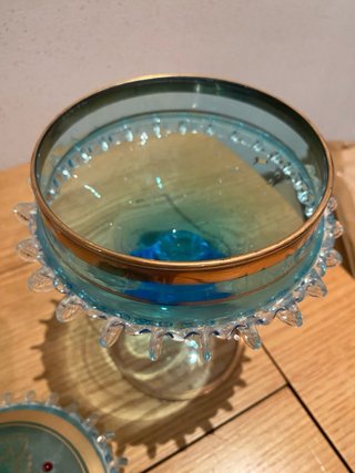 Vaso in vetro di Murano blu con coperchio