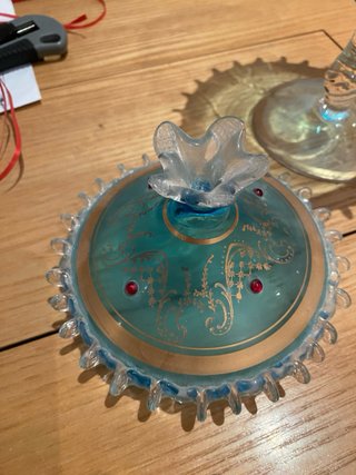 Vaso in vetro di Murano blu con coperchio
