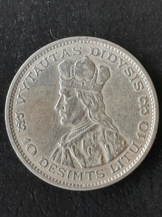 Moneda plata 10 litu 1936,10 litas, 10 lity, orig