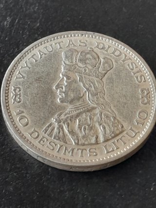 Moneda plata 10 litu 1936,10 litas, 10 lity, orig
