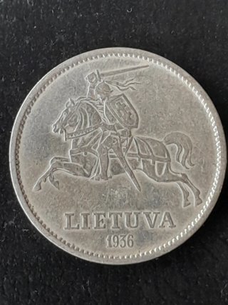 Moneda plata 10 litu 1936,10 litas, 10 lity, orig