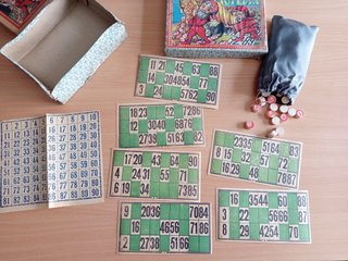 Lotería Bingo Antiguo con Fichas Madera