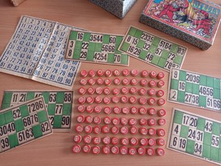 Lotería Bingo Antiguo con Fichas Madera