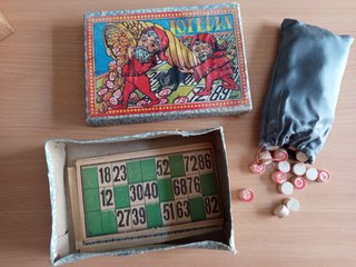 Lotería Bingo Antiguo con Fichas Madera
