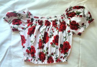 Top H&M floral rosas XS