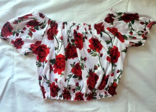 Top H&M floral rosas XS