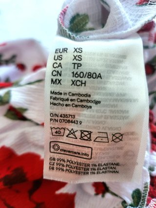 Top H&M floral rosas XS