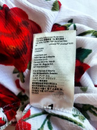 Top H&M floral rosas XS