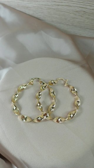 Aros Grandes Chapado Oro 18k Rizado 5cm