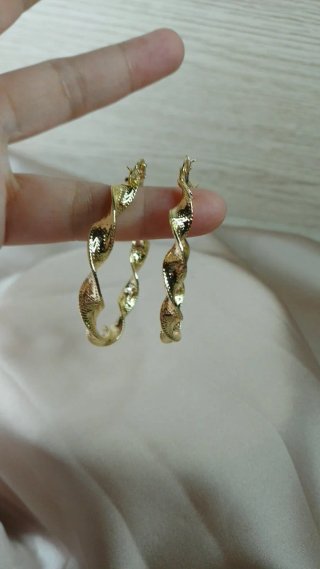 Aros Grandes Chapado Oro 18k Rizado 5cm