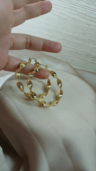 Aros Grandes Chapado Oro 18k Rizado 5cm