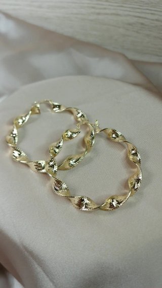 Aros Grandes Chapado Oro 18k Rizado 5cm