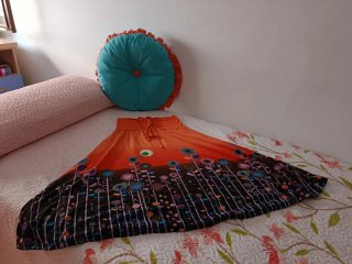 Falda larga estampada multicolor