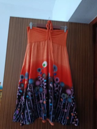 Falda larga estampada multicolor