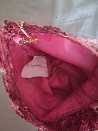 Bolso rosa lentejuelas cadena dorada