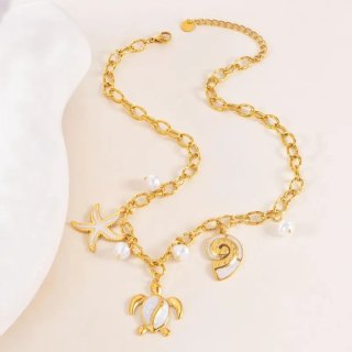 Collana Gioielli Marini Tartaruga Stella Conchiglia Perle