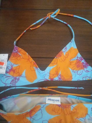 Bikini Mosconi Talla 42 Floral Azul Naranja