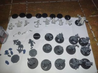 Blood Bowl equipo enanos de chaos, tapete y dados