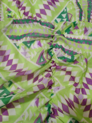Vestido verde estampado étnico