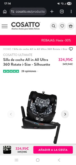 Silla coche 360° Isofix hasta 105cm (Grupo 0-1)