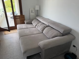 Sofá 3 plazas extensible gris (255x100cm)