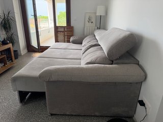 Sofá 3 plazas extensible gris (255x100cm)
