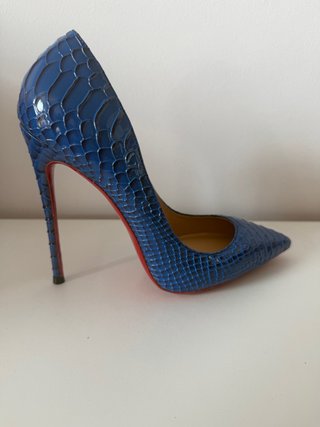 Zapatos tacón azul cocodrilo T.38