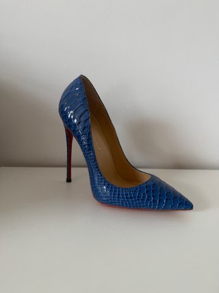 Zapatos tacón azul cocodrilo T.38