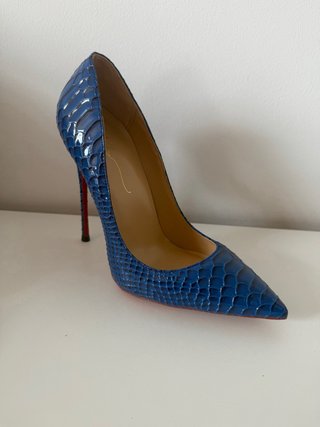 Zapatos tacón azul cocodrilo T.38