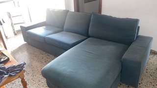 Divano 3 posti + chaise longue blu
