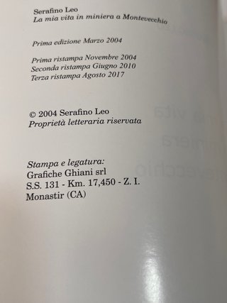 Libro la mia vita in Miniera a Montevecchio